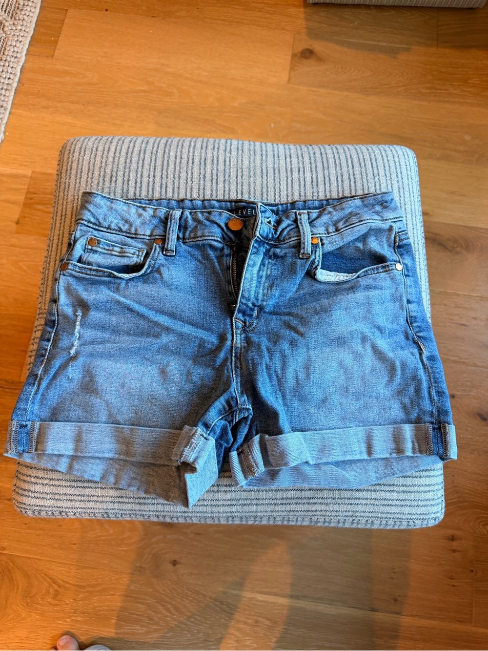 Level 99 Light Blue Rolled Cuff Denim Shorts